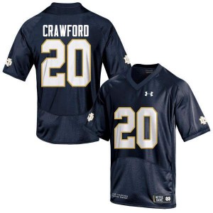 Men's Notre Dame #20 Shaun Crawford Navy Blue Game Embroidery Jerseys 889580-170