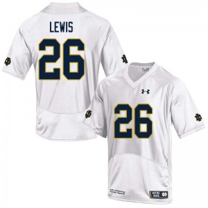 Men's Notre Dame #26 Clarence Lewis White Game Football Jersey 778615-867