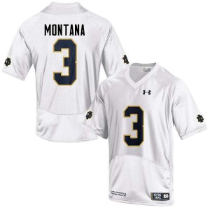 Men UND #3 Joe Montana White Game Stitched Jersey 819745-185