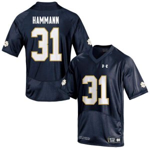 Men's UND #31 Grant Hammann Navy Game Stitched Jerseys 786557-229