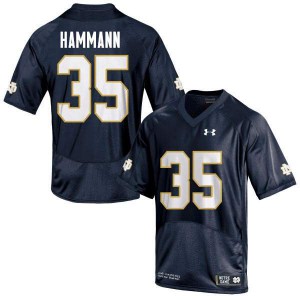 Mens Notre Dame Fighting Irish #35 Grant Hammann Navy Blue Game High School Jerseys 908882-185