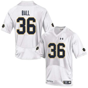 Mens Notre Dame #36 Brian Ball White Game Stitched Jersey 252448-522