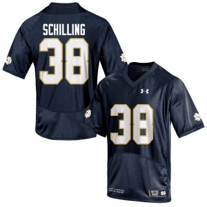 Mens Notre Dame Fighting Irish #38 Christopher Schilling Navy Blue Game Embroidery Jersey 294460-925