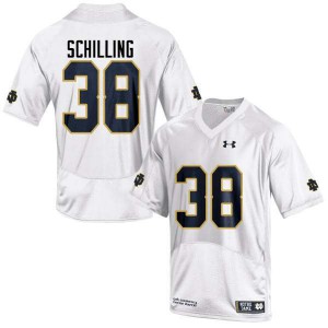 Mens Notre Dame #38 Christopher Schilling White Game Stitch Jersey 806821-490
