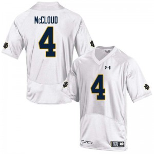 Men University of Notre Dame #4 Nick McCloud White Game Official Jersey 203948-945