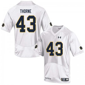 Men's Notre Dame #43 Marcus Thorne White Game Football Jersey 785771-227