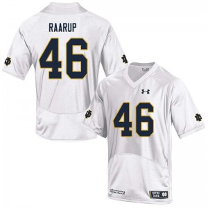 Mens University of Notre Dame #46 Axel Raarup White Game Football Jersey 688667-357