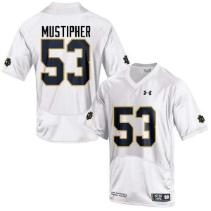 Men's Notre Dame #53 Sam Mustipher White Game NCAA Jerseys 648624-564
