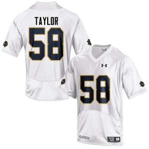 Men's University of Notre Dame #58 Elijah Taylor White Game Stitched Jerseys 498805-111