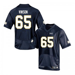 Men's UND #65 Michael Vinson Navy Game Football Jerseys 719706-344