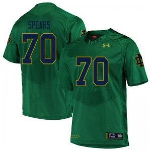 Mens Notre Dame #70 Hunter Spears Green Game NCAA Jersey 176193-666