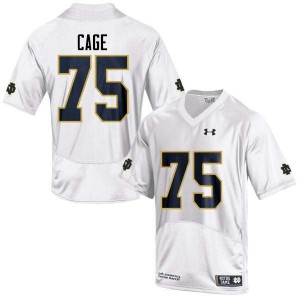 Men's Notre Dame #75 Daniel Cage White Game High School Jersey 766153-733