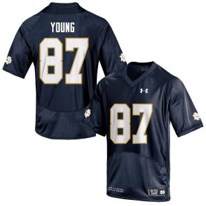 Men's Notre Dame #87 Michael Young Navy Game Player Jersey 174917-135