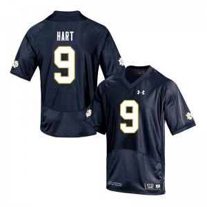 Mens Notre Dame Fighting Irish #9 Cam Hart Navy Game Embroidery Jerseys 813466-962