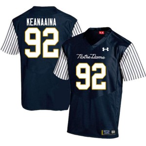 Men's Notre Dame #92 Aidan Keanaaina Navy Blue Alternate Game Alumni Jerseys 567951-332