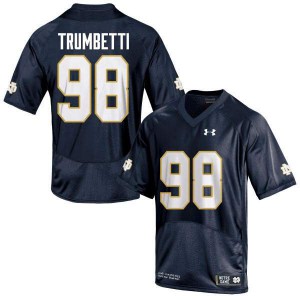 Mens Notre Dame #98 Andrew Trumbetti Navy Blue Game University Jersey 827156-318