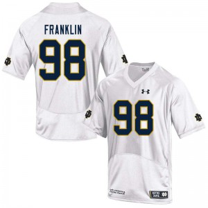 Mens University of Notre Dame #98 Ja'Mion Franklin White Game Embroidery Jersey 449803-314