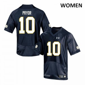 Womens University of Notre Dame #10 Isaiah Pryor Navy Game Embroidery Jerseys 242012-560