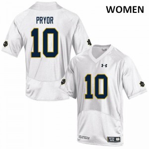 Women University of Notre Dame #10 Isaiah Pryor White Game Stitch Jersey 462943-259