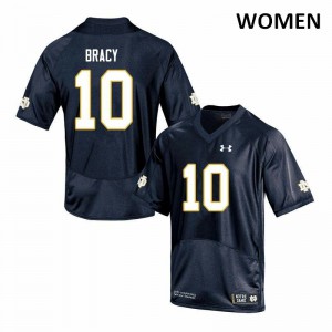 Womens Notre Dame #10 TaRiq Bracy Navy Game Embroidery Jersey 122523-227
