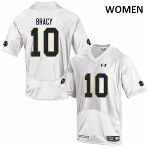 Womens University of Notre Dame #10 TaRiq Bracy White Game Stitch Jerseys 510549-512