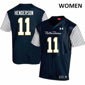 Women Irish #11 Ramon Henderson Navy Blue Alternate Game High School Jersey 305373-161