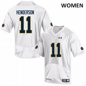Womens Notre Dame #11 Ramon Henderson White Game Stitched Jerseys 630445-489