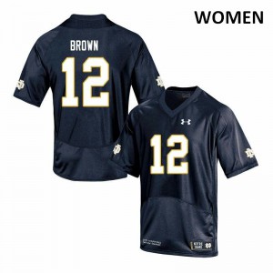 Womens Notre Dame #12 DJ Brown Navy Game High School Jersey 691090-401