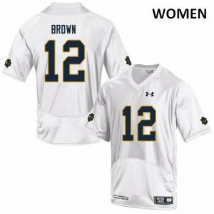 Women's Fighting Irish #12 DJ Brown White Game NCAA Jerseys 834947-596
