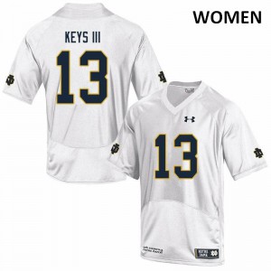 Women's Notre Dame Fighting Irish #13 Lawrence Keys III White Game University Jersey 819188-853