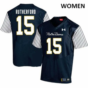 Women University of Notre Dame #15 Isaiah Rutherford Navy Blue Alternate Game Alumni Jerseys 138055-479