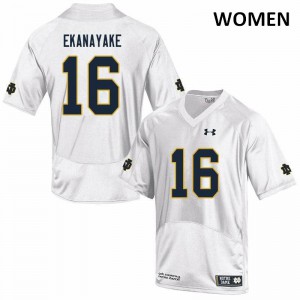 Womens University of Notre Dame #16 Cameron Ekanayake White Game Stitched Jersey 922897-690