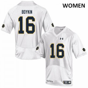 Women's UND #16 Noah Boykin White Game Football Jerseys 256427-668