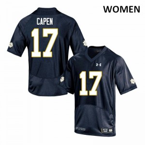 Women's Irish #17 Cole Capen Navy Game Embroidery Jerseys 250271-398
