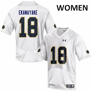 Womens Notre Dame Fighting Irish #18 Cameron Ekanayake White Game College Jersey 882044-716