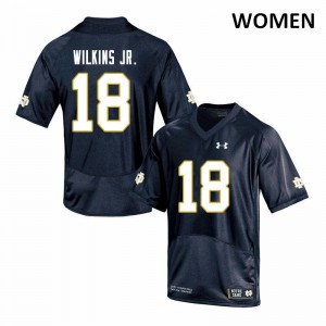 Women UND #18 Joe Wilkins Jr. Navy Game College Jerseys 881380-887