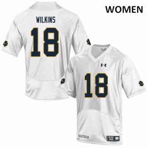 Women's Notre Dame Fighting Irish #18 Joe Wilkins White Game University Jersey 541235-969