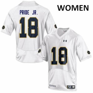 Womens Irish #18 Troy Pride Jr. White Game College Jerseys 599464-931