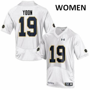 Women's UND #19 Justin Yoon White Game Stitch Jerseys 997721-133