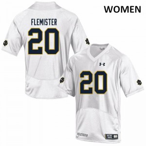 Women's University of Notre Dame #20 C'Borius Flemister White Game Football Jersey 400315-423