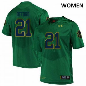 Women University of Notre Dame #21 Caleb Offord Green Game College Jerseys 994464-746