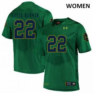 Women's University of Notre Dame #22 Kendall Abdur-Rahman Green Game Football Jersey 154118-512