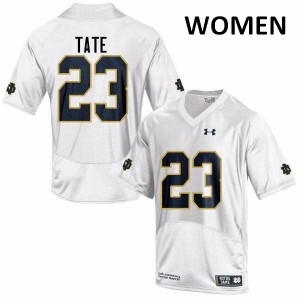 Womens University of Notre Dame #23 Golden Tate White Game Stitched Jersey 913416-150
