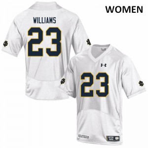 Womens Notre Dame #23 Kyren Williams White Game NCAA Jerseys 175363-644