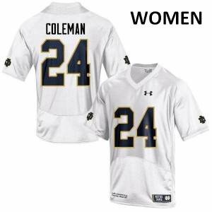 Women University of Notre Dame #24 Nick Coleman White Game Football Jersey 199800-390