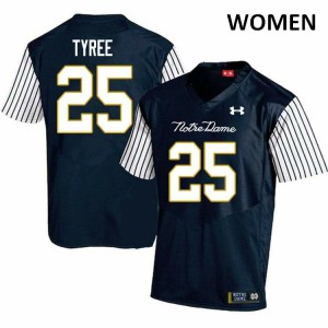 Womens Notre Dame Fighting Irish #25 Chris Tyree Navy Blue Alternate Game High School Jerseys 479259-865
