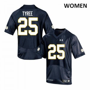 Women's University of Notre Dame #25 Chris Tyree Navy Game College Jerseys 517111-550