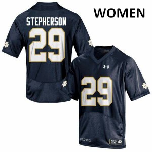 Women's University of Notre Dame #29 Kevin Stepherson Navy Blue Game Stitch Jersey 846123-178