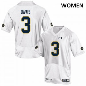 Women UND #3 Avery Davis White Game Football Jersey 817117-856