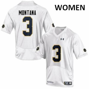 Women UND #3 Joe Montana White Game Football Jerseys 141807-153